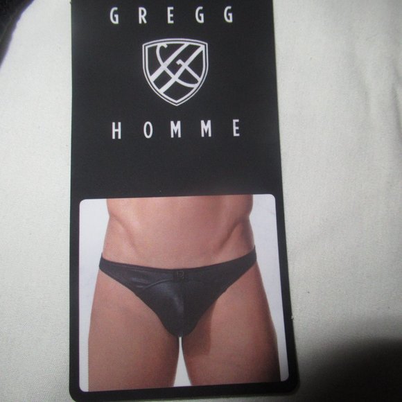 NWT Gregg Homme Crave Black Faux Leather Thong, Size S - Picture 6 of 6